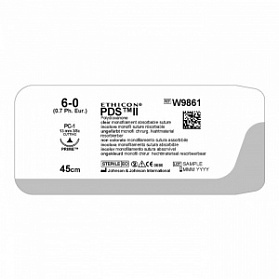 Шовный материал ПДС II 6/0. 45 см. н/окр. Прайм реж. 13 мм. 3/8 Ethicon