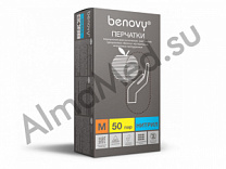 BENOVY Nitrile MultiColor, нитриловые, текстурированные на пальцах, СИРЕНЕВЫЕ, XS, S, M, L, XL, 50 пар в упаковке (M)