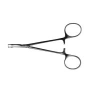 Зажим к/о 1х2 зубый, зубчатый, изогнутый по плоскости д/нов, 125 мм