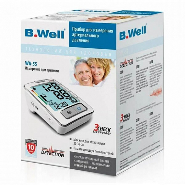 Автоматический тонометр с функцией трехкратного измерения WA-55 (M-L) с адаптером B.Well