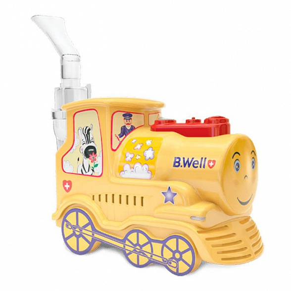 Ингалятор компрессор. PRO-115 "ПАРОВОЗИК" (3 маски, мундштук, насадка для носа, сумка, пониженный уровень шума)