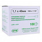 Иглы медицинские инъекционные 1,10х40 мм (19G) SFM, 100 шт/уп