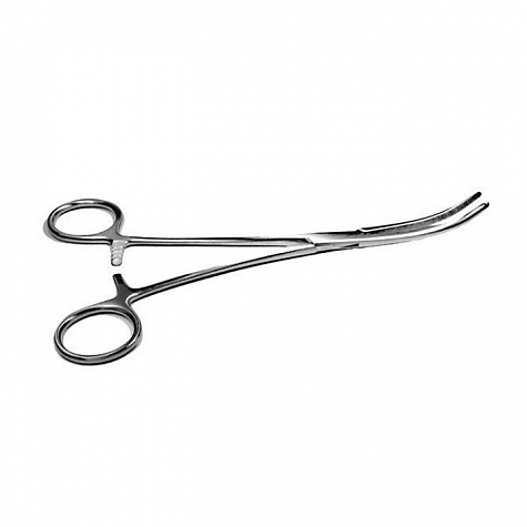 Зажим кровоостанавливающий зубчатый изогнутый № 2 196 мм (Бильрот)