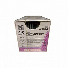 Шовный материал ВИКРИЛ РАПИД 4/0. 75 см.не окрашен Реж. 16 мм . 3/8 Ethicon