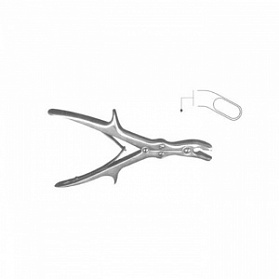 Щипцы костные-кусачки шарнирные с двойной передачей с круглыми губками изогнут. по плос.