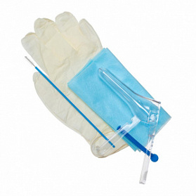 Набор инструментов и принадлежностей №1 для гинекологических обследований (зер. №2 с ц.в.,перчатки, салфетка, зонд урогенитальный тип F "Комбинированный")