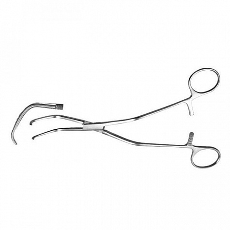 Зажим с кремальерой для ушка сердца, № 4, изогнутый, 205 мм