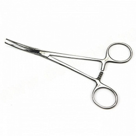 Зажим кровоостанавливающий зубчатый изогнутый № 1, 158 мм