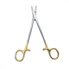 Иглодержатель, армированный твердым сплавом, с золотыми ручками, 160 мм. Surgiwell