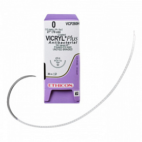 Шовный материал ВИКРИЛ ПЛЮС 0 90 см. фиолетовый Кол. 26 мм. 1/2 Ethicon