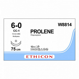 Шовный материал ПРОЛЕН 6/0, 75 см, синий СС 13 мм х 2, 3/8 Ethicon