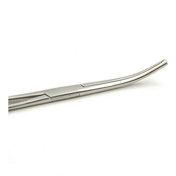 Зажим кровоостанавливающий 1х2 зубый зубчатый изогнутый N3 200 мм