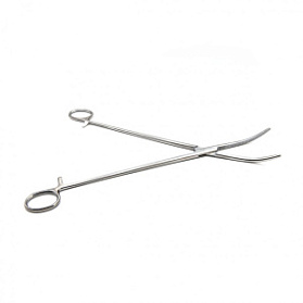 Зажим кровоостанавливающий, зубчатый, изогнутый №3, 285 мм. Surgiwell