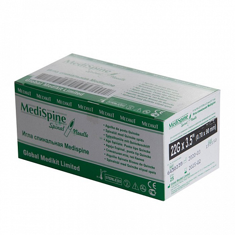 Игла спинальная INEKTA (тип Квинке) G22 Medispine, 10 шт