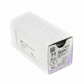 Шовный материал ВИКРИЛ 9/0. 10 см. фиолетовый Шпат. МП тонкая 6.5 мм.3/8 Ethicon