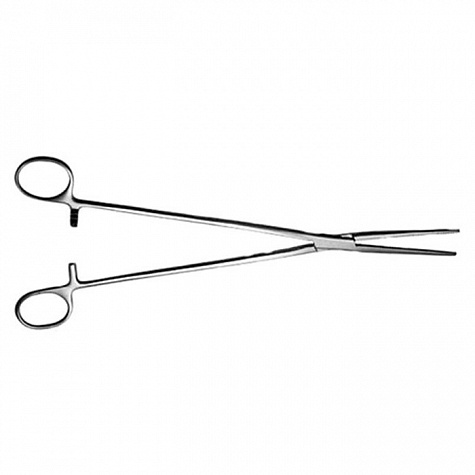 Зажим жесткий д/влагалищных операций, изогнутый, №1, 219 мм