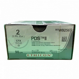 Шовный материал ПДС II 2. 90 см. фиолет. Кол. масс. 48 мм. 1/2 Ethicon