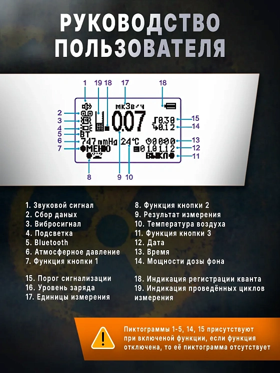 Дозиметр радиации RADEX RD1212- ВТ (блютуз) (РАДЭКС РД1212-ВТ)
