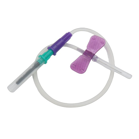 Игла-бабочка Lind-Vac24G x 3/4'' x 7'' 0.55мм х 19 мм, длина трубки 19 см, с гибким катетером и люэр-адаптером, 100 шт/уп