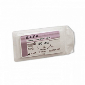 Шовный материал Шелк М 3,5 (0), игла колющая, 30 мм, 1/2 (75 см)