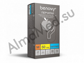 BENOVY Nitrile MultiColor, нитриловые, текстурированные на пальцах, СИРЕНЕВЫЕ, XS, S, M, L, XL, 50 пар в упаковке (L)