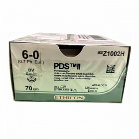 Шовный материал ПДС II 6/0. 70 см. фиолет. Кол. 11 мм х 2. 3/8 Ethicon