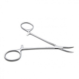 Зажим медицинский HALSTED-MOSQUITO, кровоостанавливающий, для новорожденных, изогнутый по ребру, 125 мм (З-122р), МИЗТ