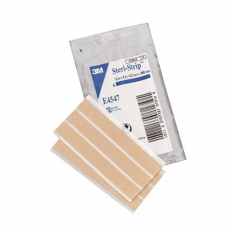 Е4547 Полоски гипоаллергенные воздухопроницаемые эластичные Steri-Strip для бесшовного сведения краев ран и разрезов размер 12 х 100 мм (50 конвертов по 6 полосок) 3M