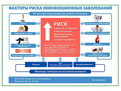 Факторы риска неинфекционных заболеваний плакат глянцевый А1/А2 (глянцевый A2)