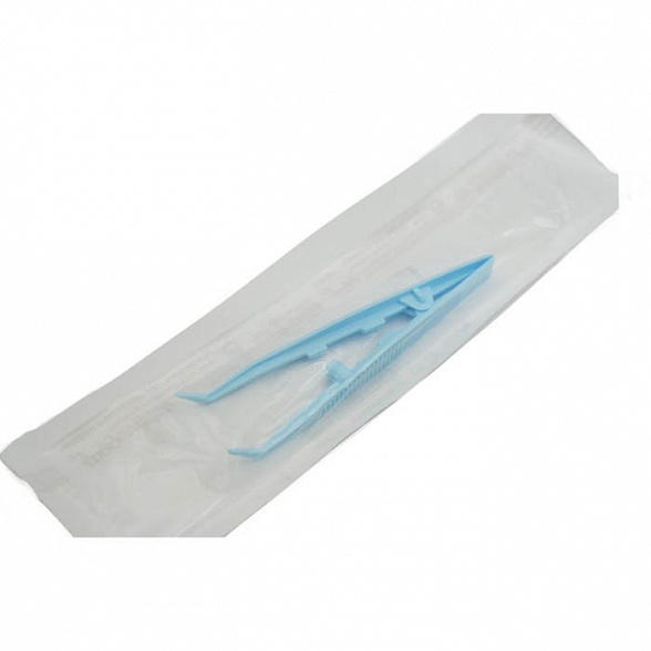 Пинцет изогнутый полимерный одноразовый стерильный 125 мм, 30 шт