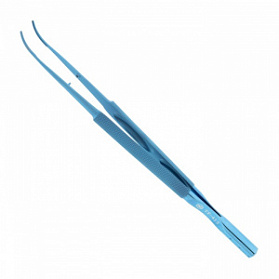 Пинцет микрохирургический атравматичный, плавно изогнутый, с противовесом, общая длина 180 мм