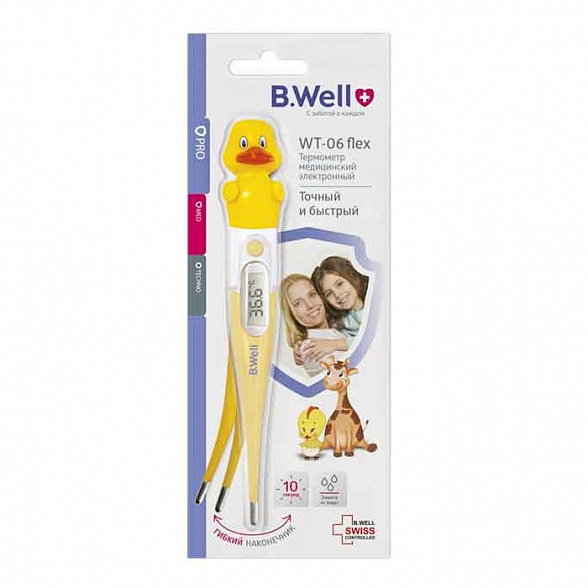 Термометр WT-06 "Детский" - "утенок", "кролик" (6 секунд, гибкий наконечник)