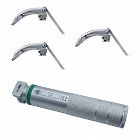 Ларингоскоп с набором клинков (№2,3,4) для проведения затрудненной интубации, на батарейках, лампочка ксенон, сменный световод