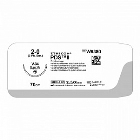 Шовный материал ПДС II 2/0. 70 см. фиолет. Кол.-реж. 36 мм. 1/2 Ethicon