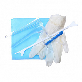 Набор гинекологический смотровой одноразовый стерильный «Ева» (Зеркало по Куско №2, ложка Фолькмана полимерная, салфетка Б-16, перчатки латексные смотровые, размер М), 2 компл