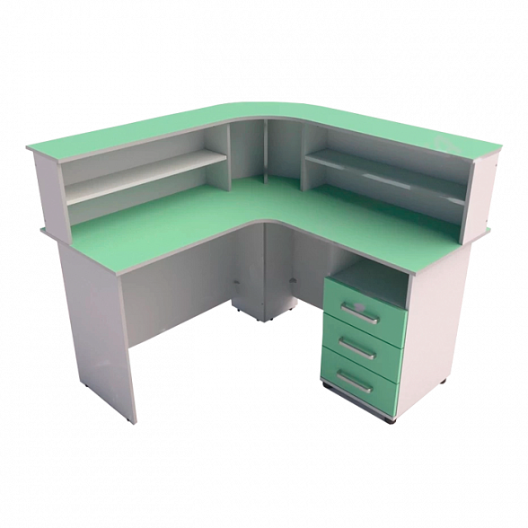 Пост медсестры 1-тумбовый тумба 3-ящиками с нишей СТПМ 1 1300х1300х1100мм