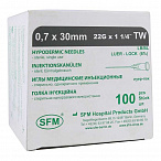 Иглы медицинские инъекционные 0,70x30 мм 22G TW, SFM 100 шт