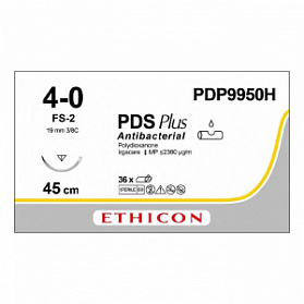 Шовный материал ПДС ПЛЮС 4/0. 45 см. неокрашенный Обр.-реж. 19 мм. 3/8 Ethicon