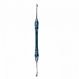 Кюретка двусторонняя стоматологическая, ширина первой рабочей части 4,5 мм., ширина второй рабочей части 4,4 мм. c заостренным концом - пика, общая длина 185 мм, рабочая часть - нержавеющая сталь, рукоятка - титан