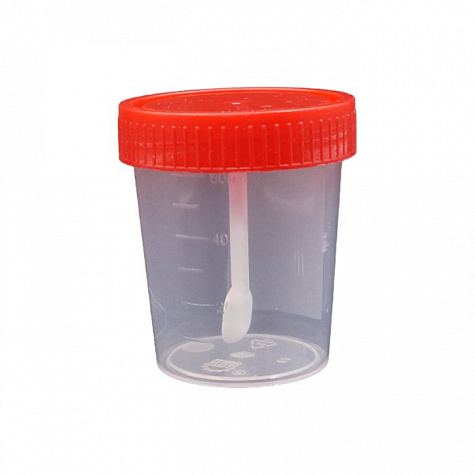 Контейнер для биопроб 60 мл. полимерный со шпателем стерильный