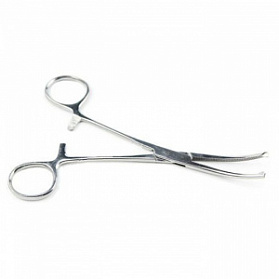 Зажим кровоостанавливающий изогнутый по ребру 125 мм