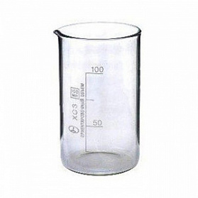 Стакан высокий с делениями и носиком 100 мл В-1-100 Стакан высокий с делениями и носиком 100 мл В-1-100