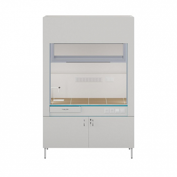 Вытяжной шкаф с сантехникой и столешницей из керамогранитной плитки Теолаб ШВ-1500 КГ-С-Комфорт