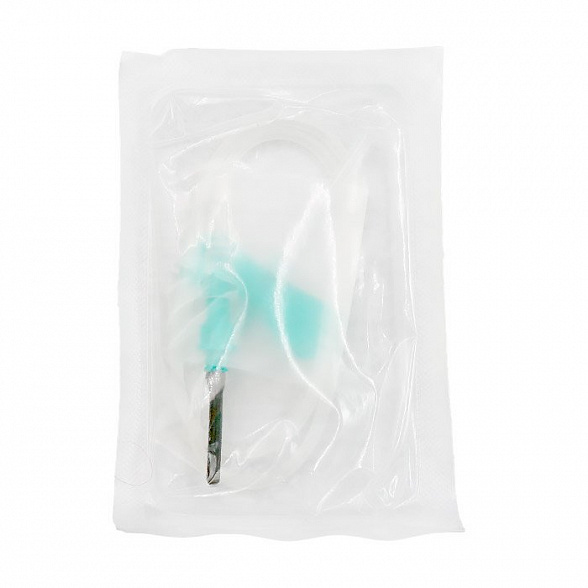 Игла одноразовая стерильная для взятия крови Rustech. Игла-"бабочка" с луэр-адаптером 0,8х19мм (21Gх3/4''), катетер 30 см, 100 шт/уп