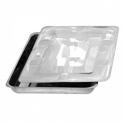 Лоток прямоугольный с крышкой ЛМПрК (Сталь: AISI 304) - "МЕДИКОН", 400х300х45