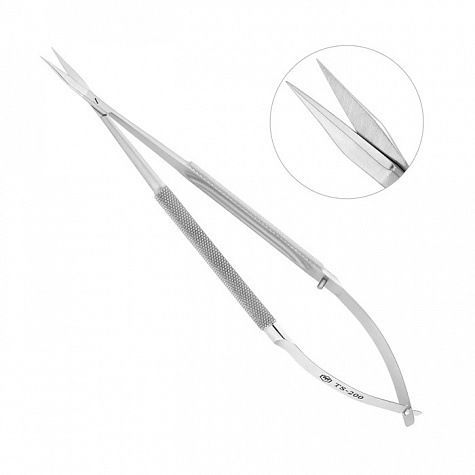 Ножницы микрохирургические, прямые, остроконечные, общая длина 165 мм