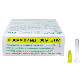 Иглы медицинские стерильные одноразовые SFM 0,30мм х 4 мм 30G ETW №50