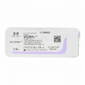 Шовный материал ВИКРИЛ 2/0. 1.5 м фиолетовый лигатура Ethicon