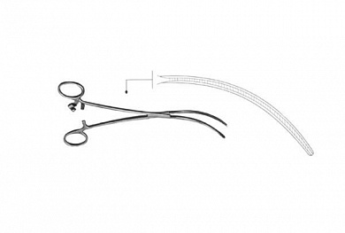 Зажим для временного пережатия сосудов с кремольерой, сильноизогнутый