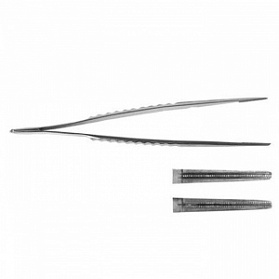 Пинцет прямой с атравматической нарезкой сосудистый (240 х 3,5 мм)